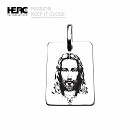 Jesus original pendant (size L), Jesus from the Shroud of Turin, silver 30/20 mm