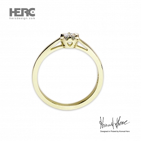 Gold ring with a diamond in the Illusion style with a heart, 14K gold, yellow